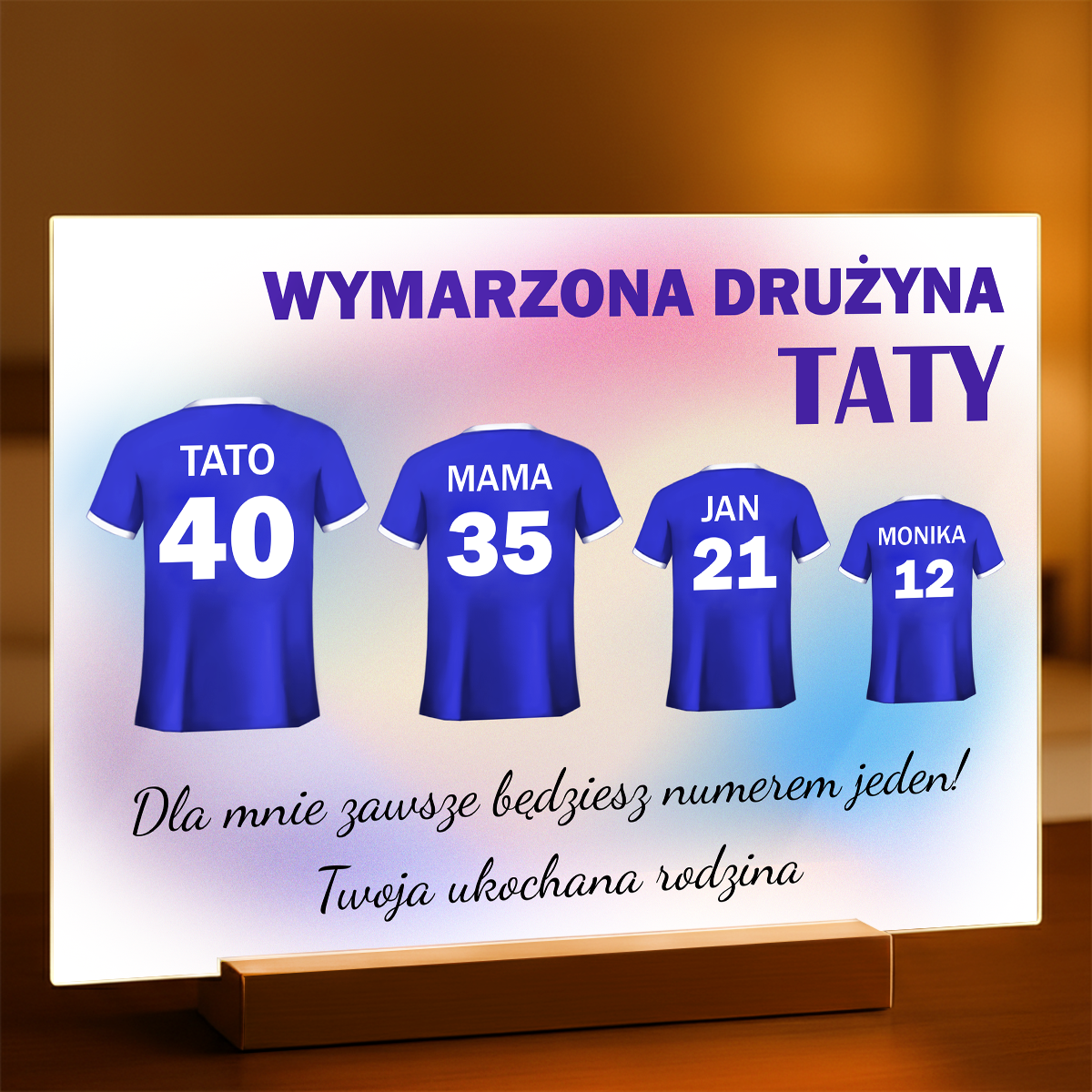 Drużyna taty - Druk na szkle, spersonalizowany prezent dla taty