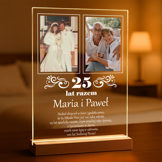 25 lat razem - Druk na szkle, spersonalizowany prezent dla pary