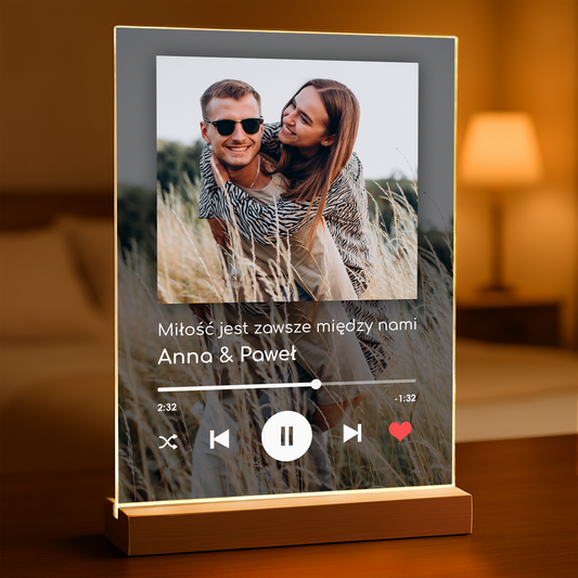 Spotify z tłem - Druk na szkle, spersonalizowany prezent dla pary