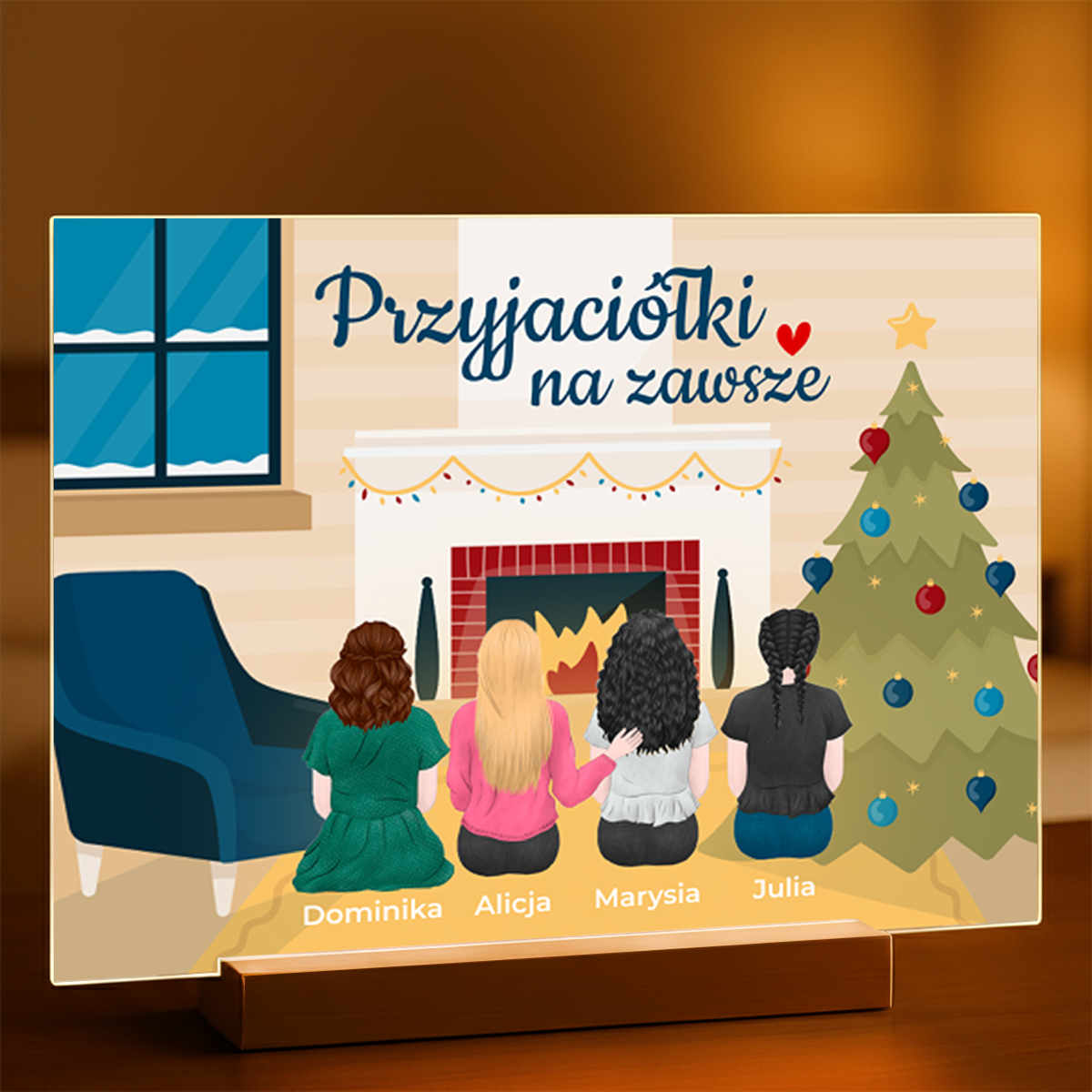 Razem w święta - Druk na szkle, spersonalizowany prezent dla przyjaciółki