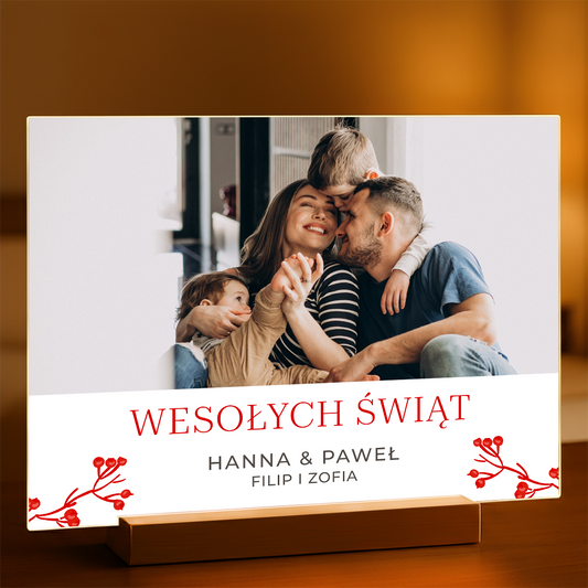 Nasza rodzina w święta - Druk na szkle, spersonalizowany prezent dla rodziców