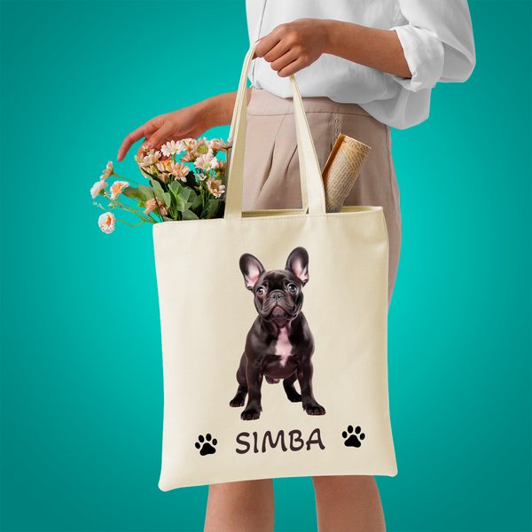 Materiałowa torba shopper z własnym nadrukiem PIES - spersonalizowany prezent dla właściciela psa