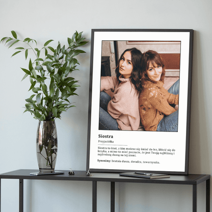 Siostra to najlepsza przyjaciółka - plakat, spersonalizowany prezent dla siostry - Adamell.pl