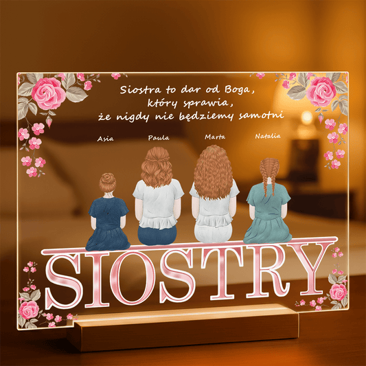 Siostry - Druk na szkle, spersonalizowany prezent dla siostry - Adamell.pl