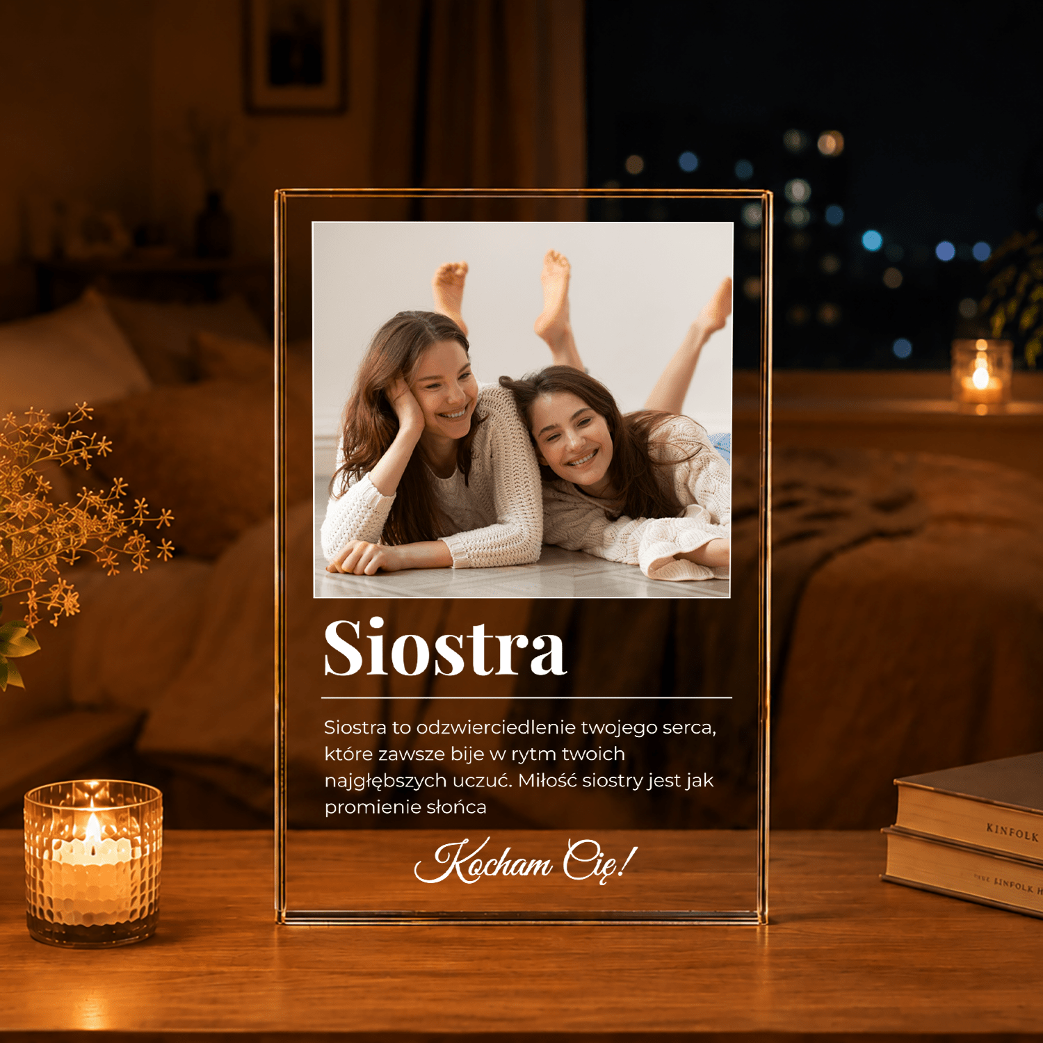 Siostrzana miłość - Druk na szkle, spersonalizowany prezent dla siostry - Adamell.pl