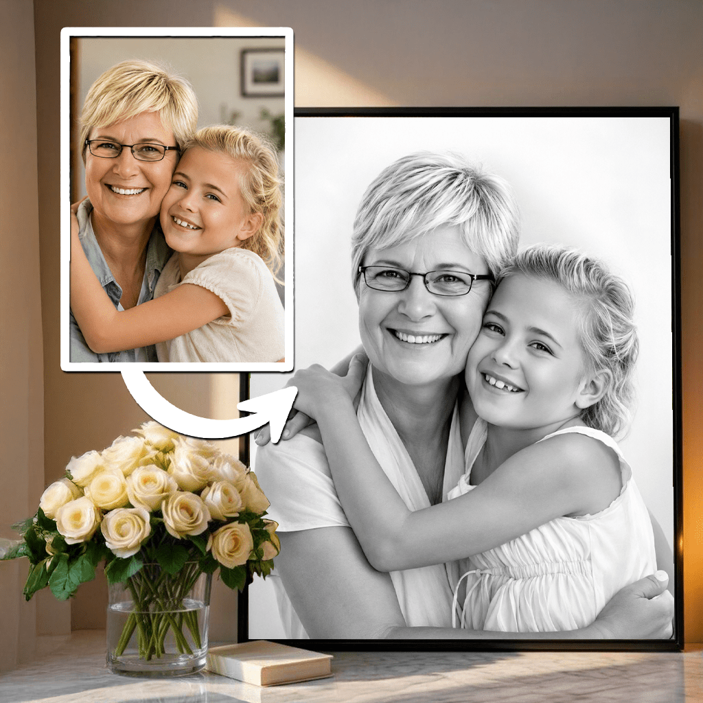 Sketch babcia i wnuczka - plakat, spersonalizowany prezent dla babci - Adamell.pl