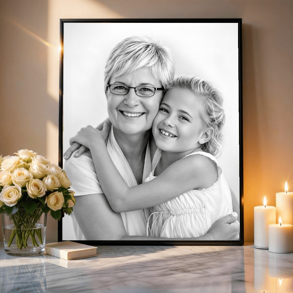 Sketch babcia i wnuczka - plakat, spersonalizowany prezent dla babci - Adamell.pl