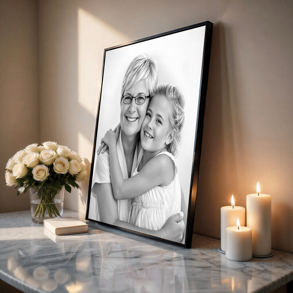 Sketch babcia i wnuczka - plakat, spersonalizowany prezent dla babci - Adamell.pl