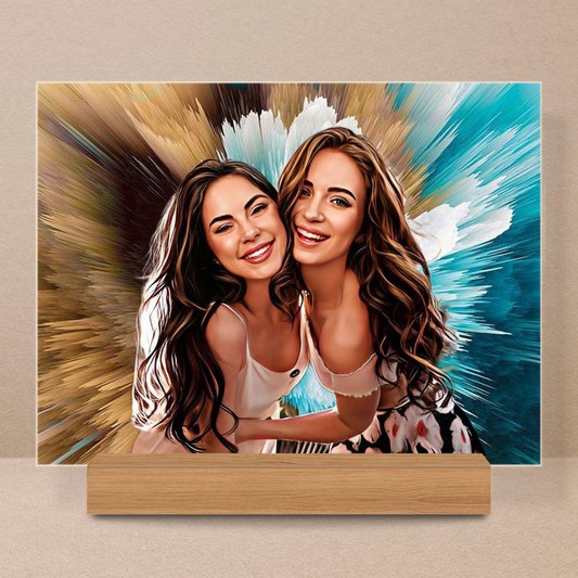 Portret z kolorowym tłem - Druk na szkle, spersonalizowany prezent