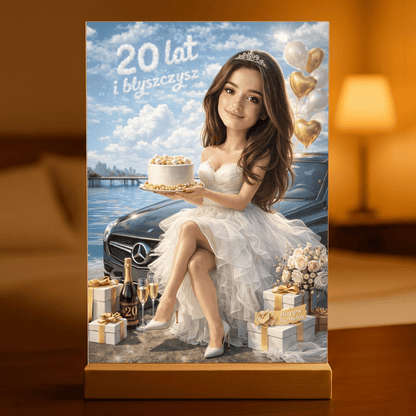 Spersonalizowany portret na urodziny dla niej — wydruk na szkle akrylowym - Adamell.pl