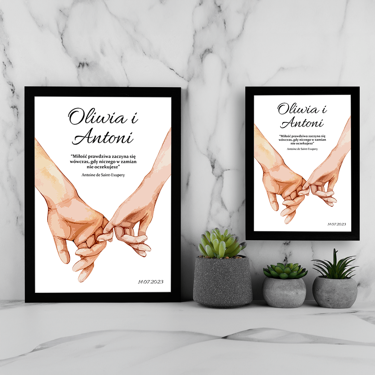 Splecione dłonie - Druk na szkle, spersonalizowany prezent dla pary - Adamell.pl