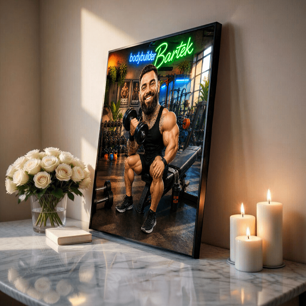 Sportowiec ilustracja - plakat, spersonalizowany prezent dla sportowca - Adamell.pl