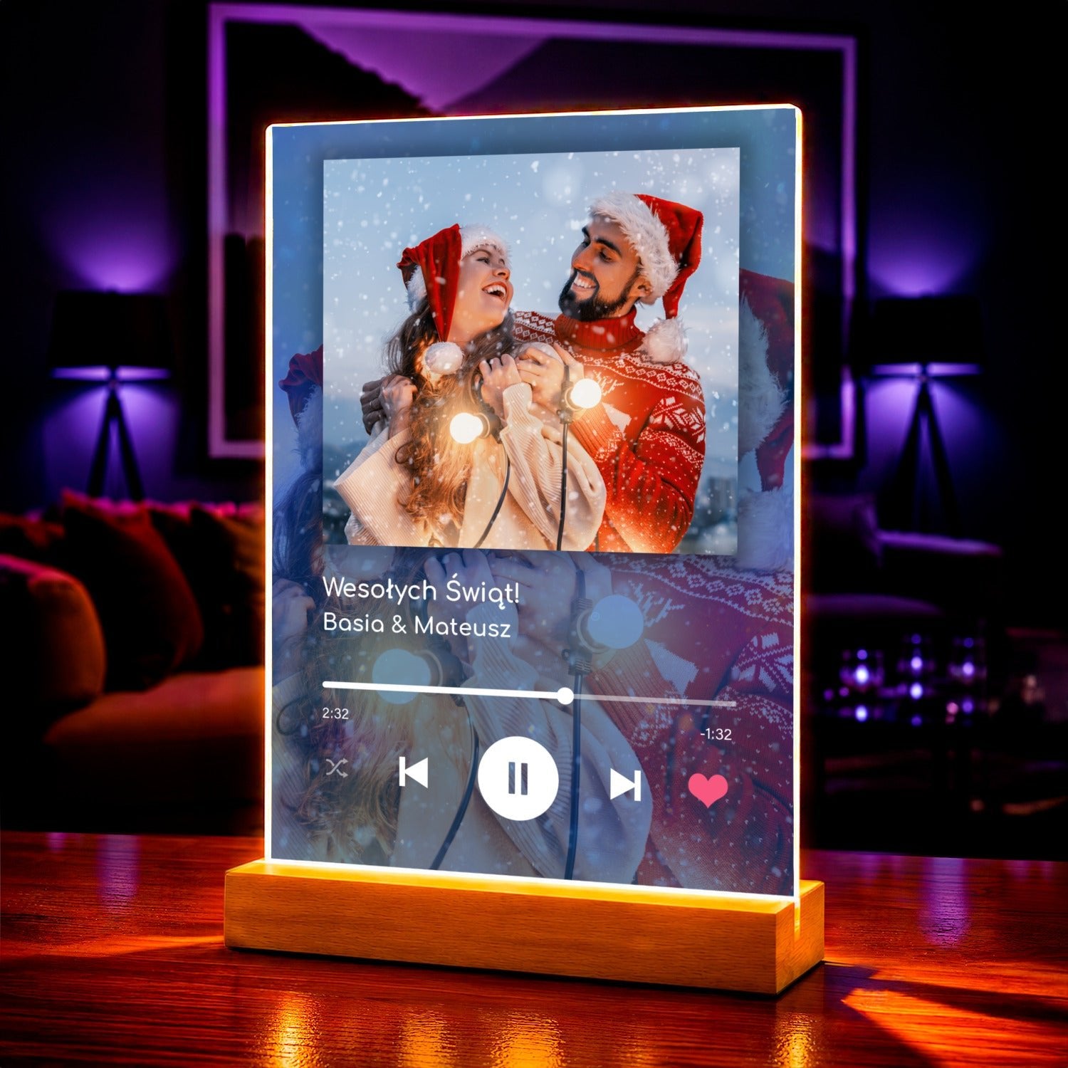 Spotify gwiazdkowe z gradientem - Druk na szkle, spersonalizowany prezent dla pary - Adamell.pl