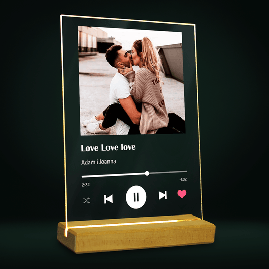 Spotify Love zdjęcie z napisem - Druk na szkle, spersonalizowany prezent - Adamell.pl