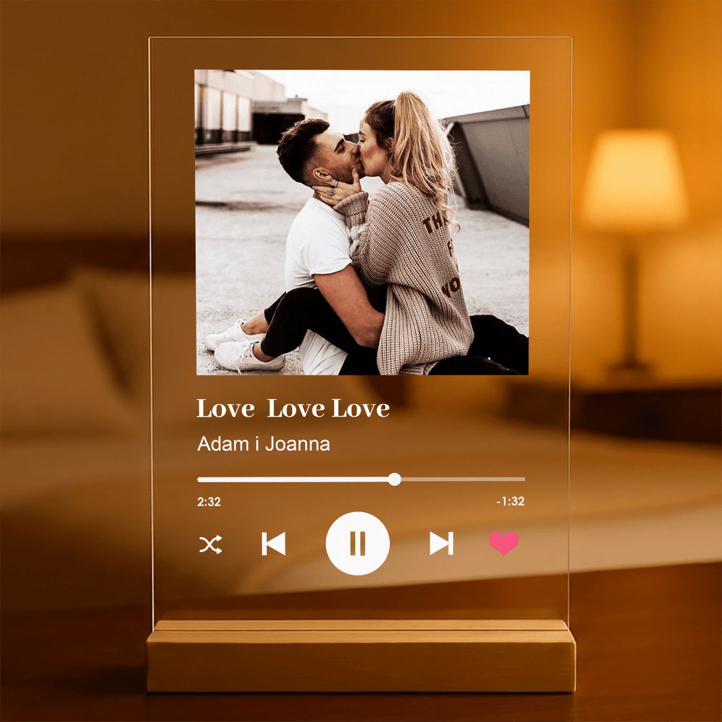 Spotify Love zdjęcie z napisem - Druk na szkle, spersonalizowany prezent - Adamell.pl