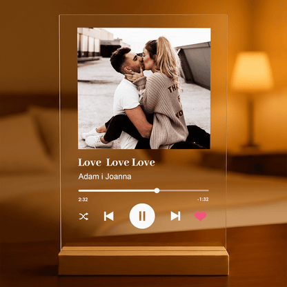 Spotify Love zdjęcie z napisem - Druk na szkle, spersonalizowany prezent - Adamell.pl