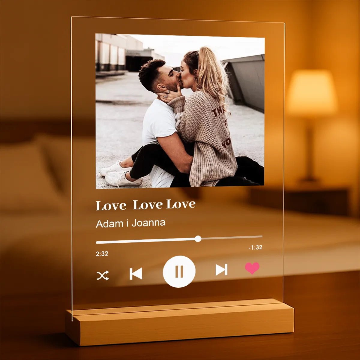 Spotify Love zdjęcie z napisem - Druk na szkle, spersonalizowany prezent - Adamell.pl