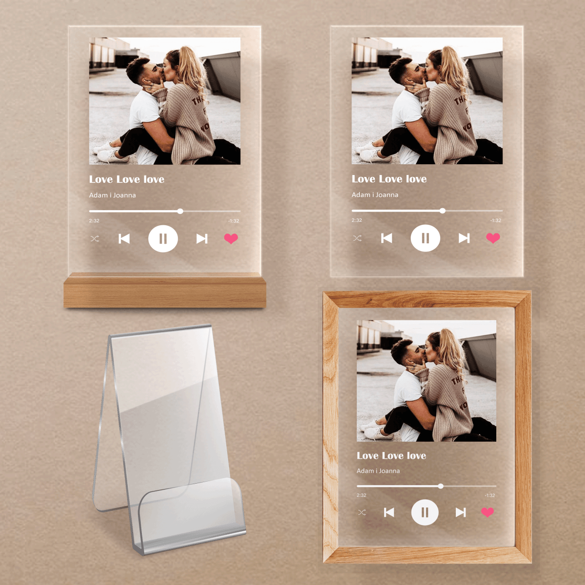 Spotify Love zdjęcie z napisem - Druk na szkle, spersonalizowany prezent - Adamell.pl
