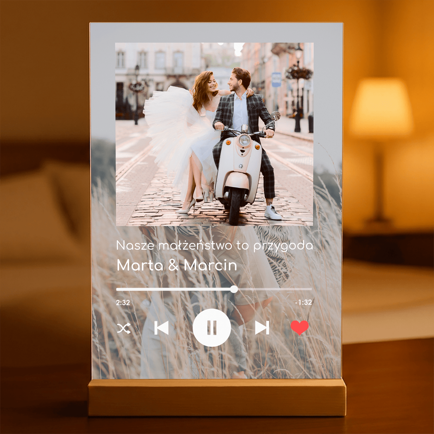 Spotify małżeństwo - Druk na szkle, spersonalizowany prezent dla pary - Adamell.pl