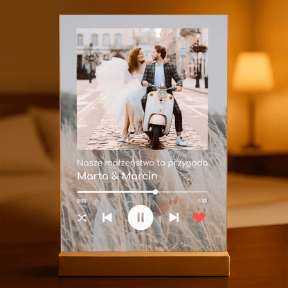 Spotify małżeństwo - Druk na szkle, spersonalizowany prezent dla pary - Adamell.pl
