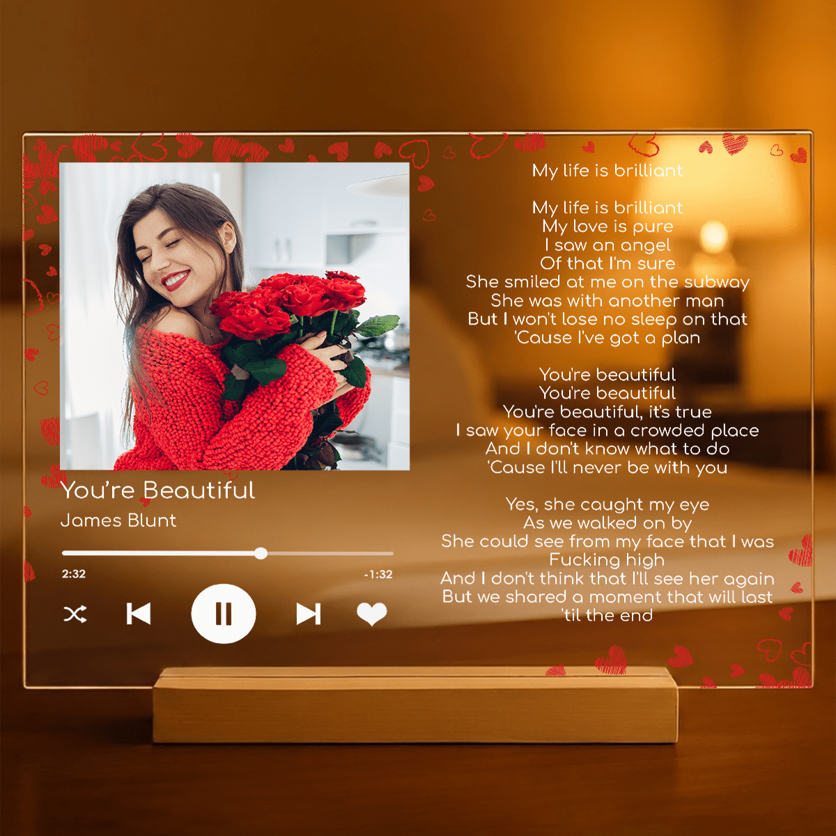 Spotify piosenka dla niej - Druk na szkle, spersonalizowany prezent dla kobiety - Adamell.pl