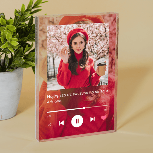 Spotify z gradientem kobieta - Druk na szkle, spersonalizowany prezent dla niej - Adamell.pl