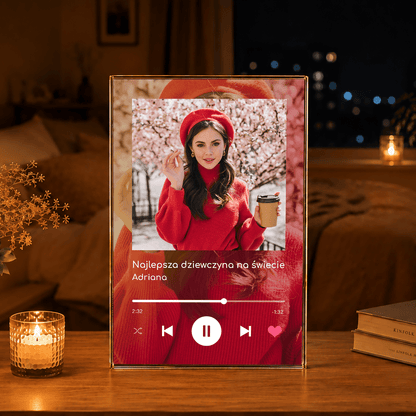 Spotify z gradientem kobieta - Druk na szkle, spersonalizowany prezent dla niej - Adamell.pl