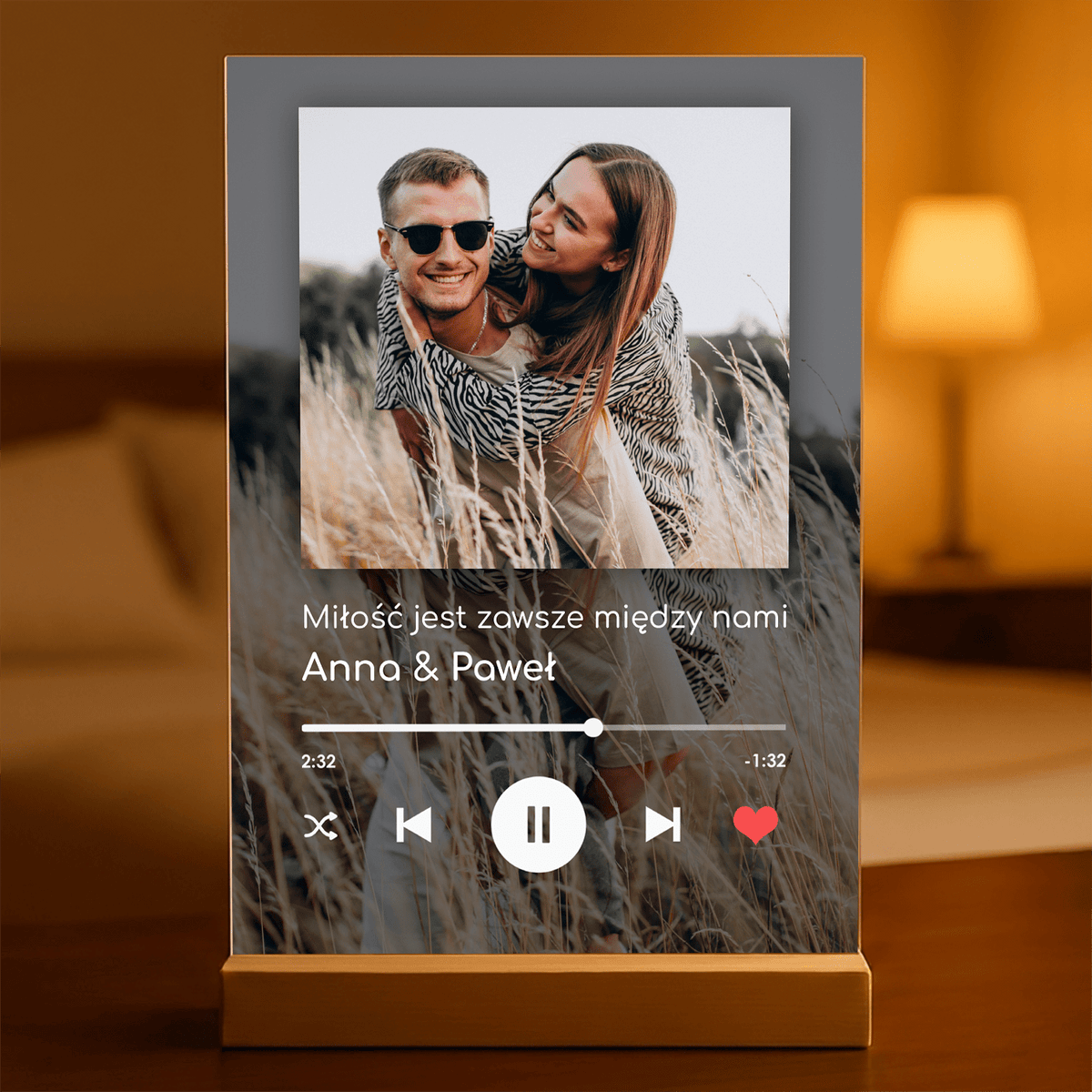 Spotify z tłem - Druk na szkle, spersonalizowany prezent dla pary - Adamell.pl