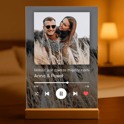 Spotify z tłem - Druk na szkle, spersonalizowany prezent dla pary - Adamell.pl