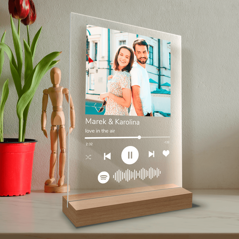 Spotify zakochanych - Druk na szkle, spersonalizowany prezent dla pary - Adamell.pl