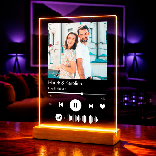 Spotify zakochanych - Druk na szkle, spersonalizowany prezent dla pary