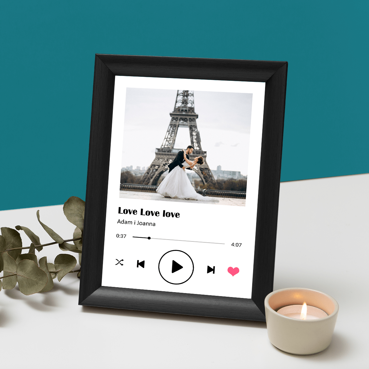 Spotify zdjęcie w ramce - Druk na szkle, spersonalizowany prezent - Adamell.pl