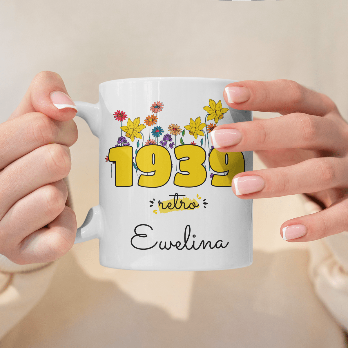 Styl retro 1939 - 1x Kubek z nadrukiem, spersonalizowany prezent dla kobiety - Adamell.pl