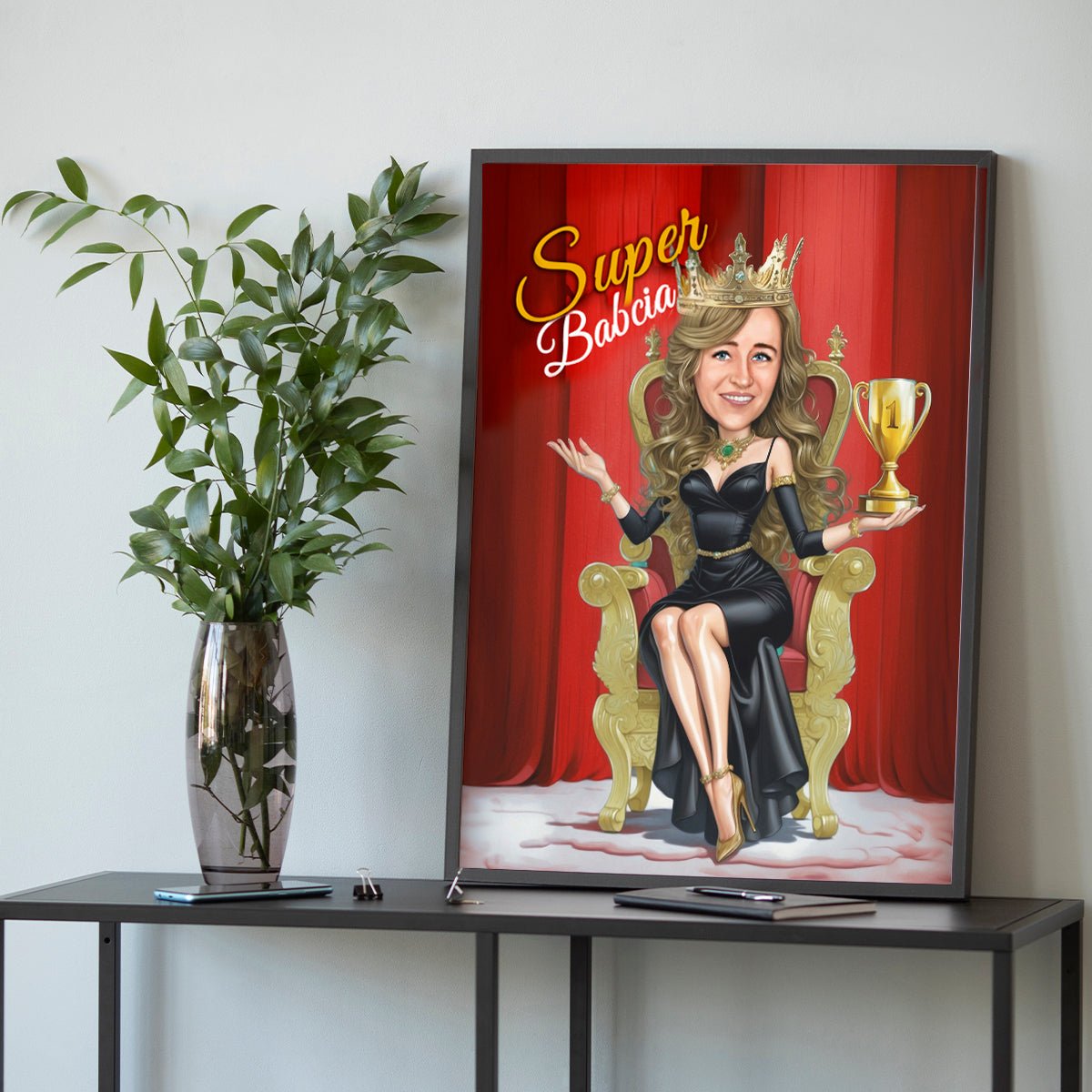 Super babcia ilustracja - plakat, spersonalizowany prezent dla babci - Adamell.pl