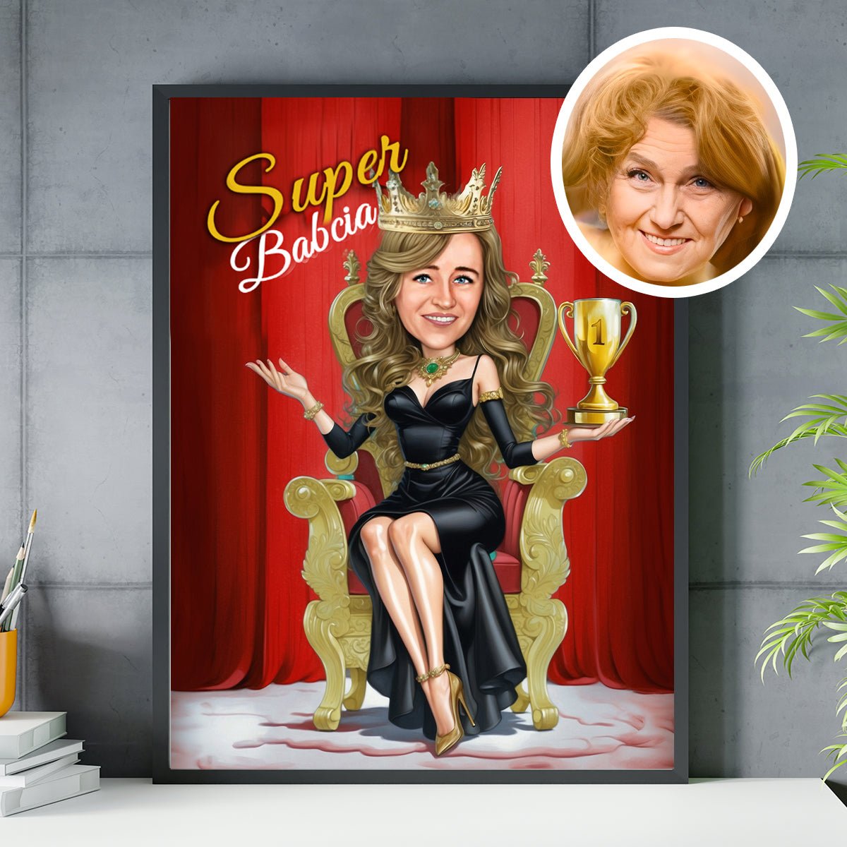 Super babcia ilustracja - plakat, spersonalizowany prezent dla babci - Adamell.pl