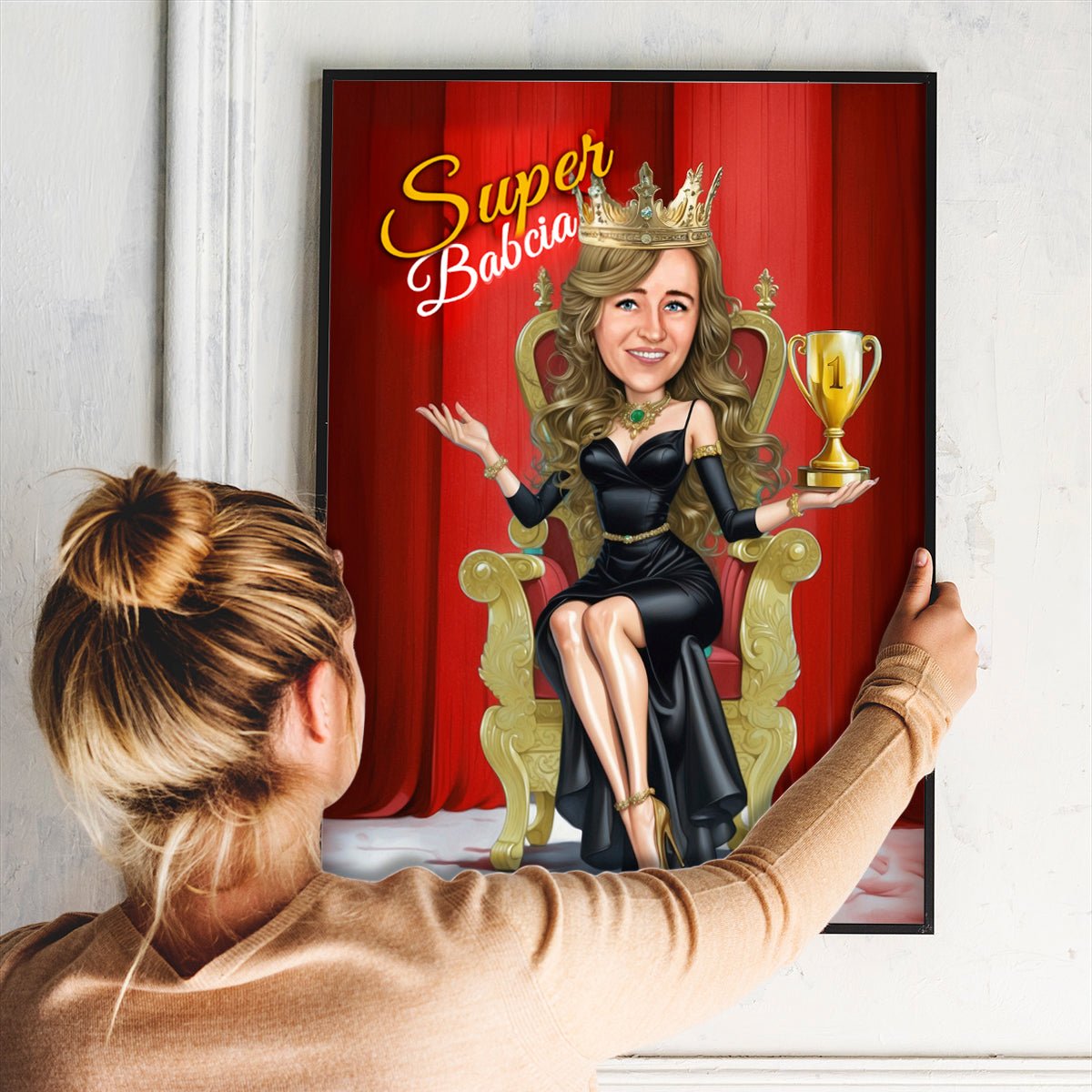 Super babcia ilustracja - plakat, spersonalizowany prezent dla babci - Adamell.pl