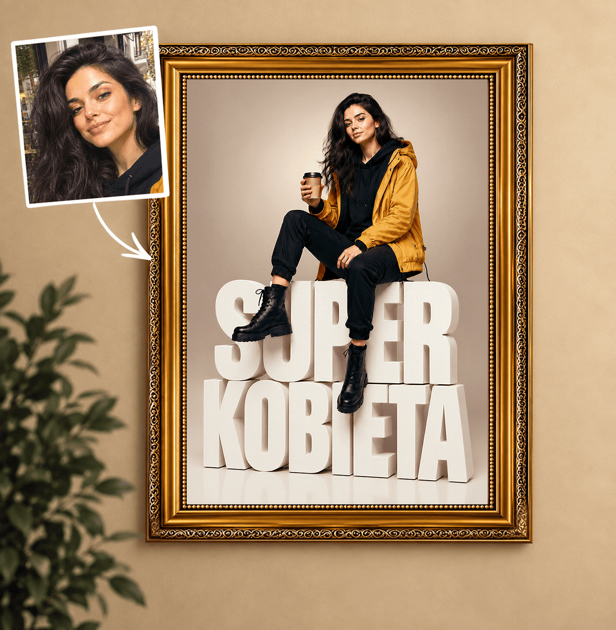 Super Kobieta: Nowoczesny Prezent dla Niej – Portret na płótnie - Adamell.pl