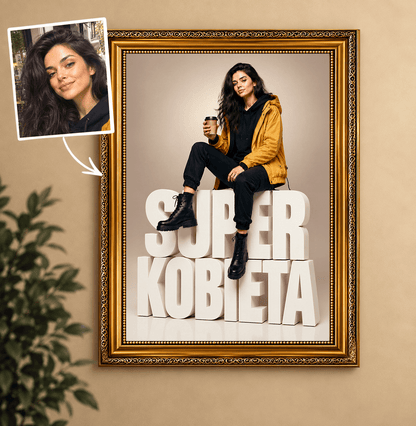 Super Kobieta: Nowoczesny Prezent dla Niej – Portret na płótnie - Adamell.pl
