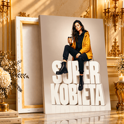 Super Kobieta: Nowoczesny Prezent dla Niej – Portret na płótnie - Adamell.pl