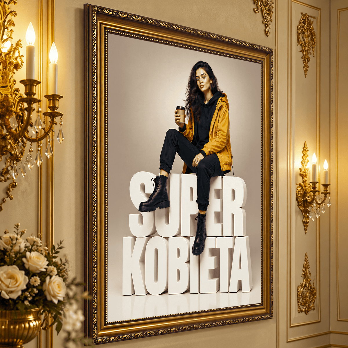 Super Kobieta: Nowoczesny Prezent dla Niej – Portret na płótnie - Adamell.pl
