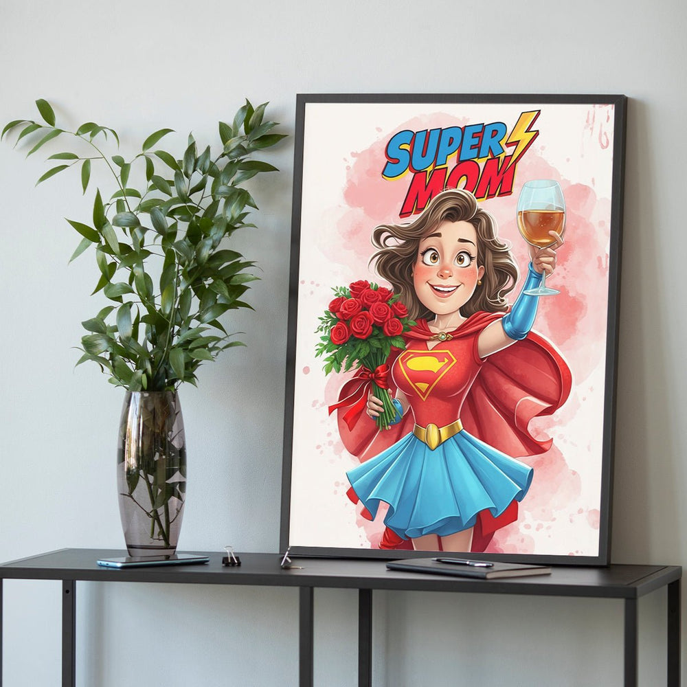 Super mama Ilustracja - plakat, spersonalizowany prezent dla mamy - Adamell.pl