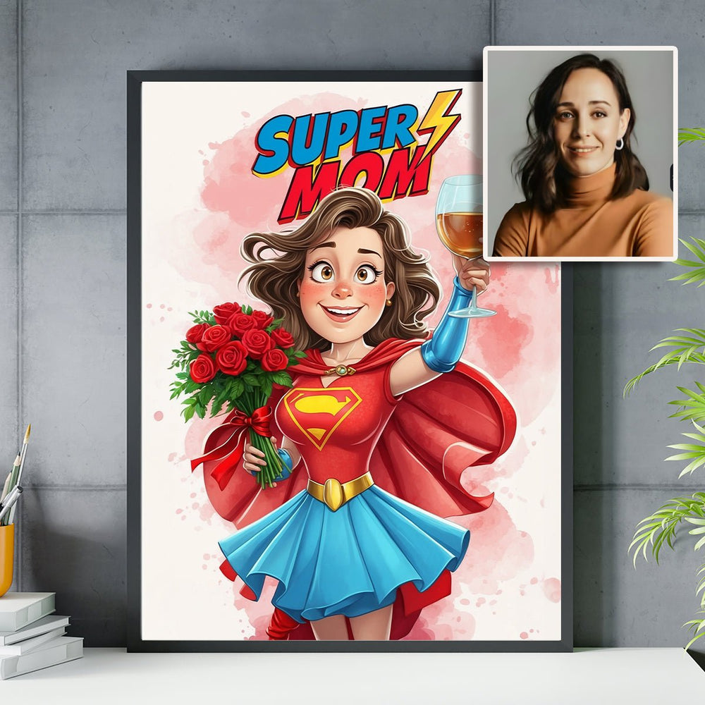 Super mama Ilustracja - plakat, spersonalizowany prezent dla mamy - Adamell.pl