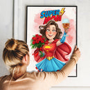 Super mama Ilustracja - plakat, spersonalizowany prezent dla mamy - Adamell.pl