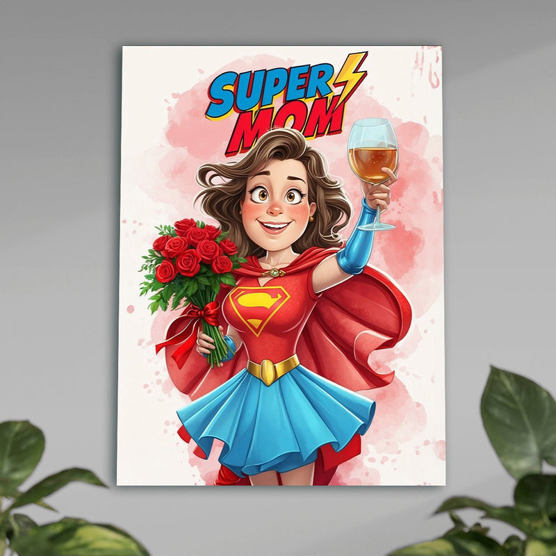 Super mama Ilustracja - plakat, spersonalizowany prezent dla mamy - Adamell.pl