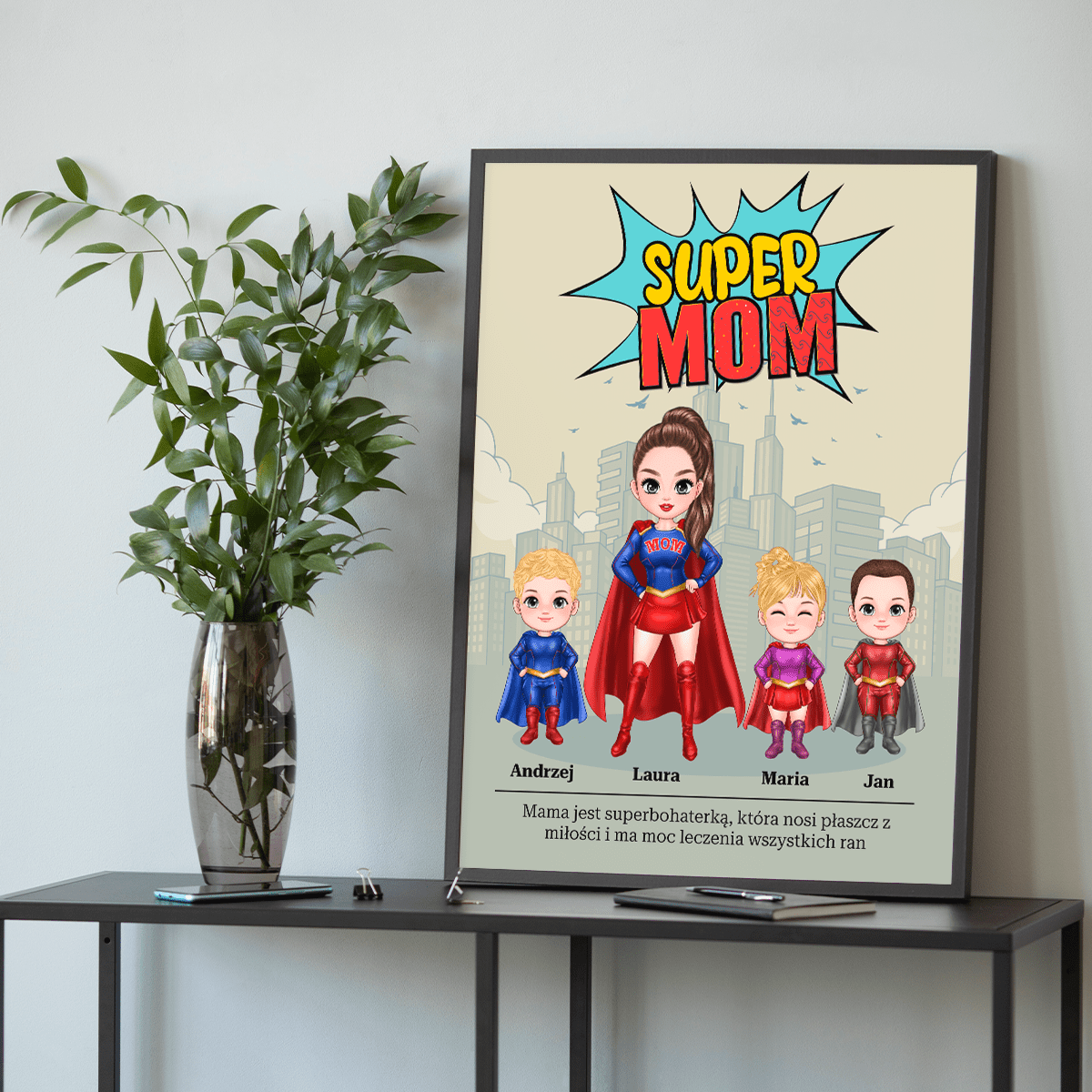 Super mom Clipart - plakat, spersonalizowany prezent dla mamy - Adamell.pl