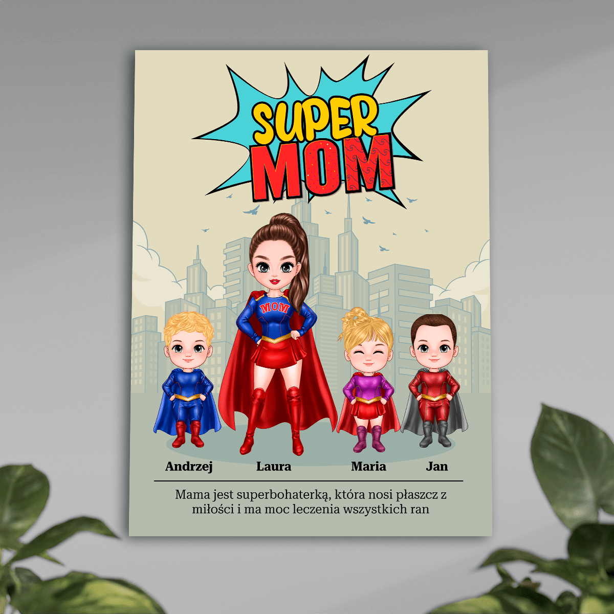 Super mom Clipart - plakat, spersonalizowany prezent dla mamy - Adamell.pl
