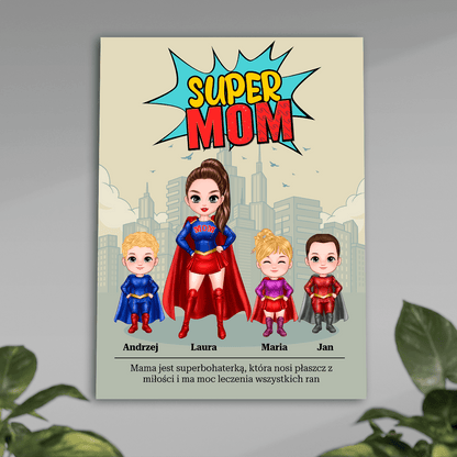 Super mom Clipart - plakat, spersonalizowany prezent dla mamy - Adamell.pl