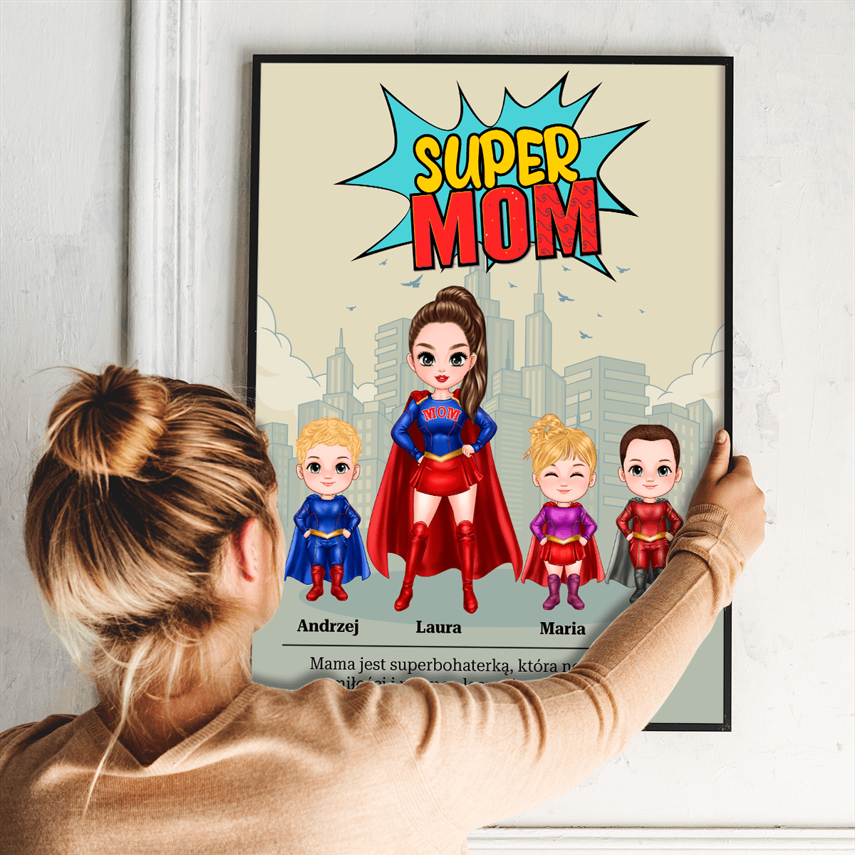 Super mom Clipart - plakat, spersonalizowany prezent dla mamy - Adamell.pl
