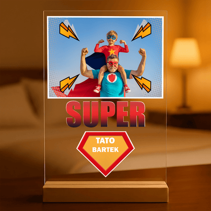 Superbohater tata - Druk na szkle, spersonalizowany prezent dla taty - Adamell.pl