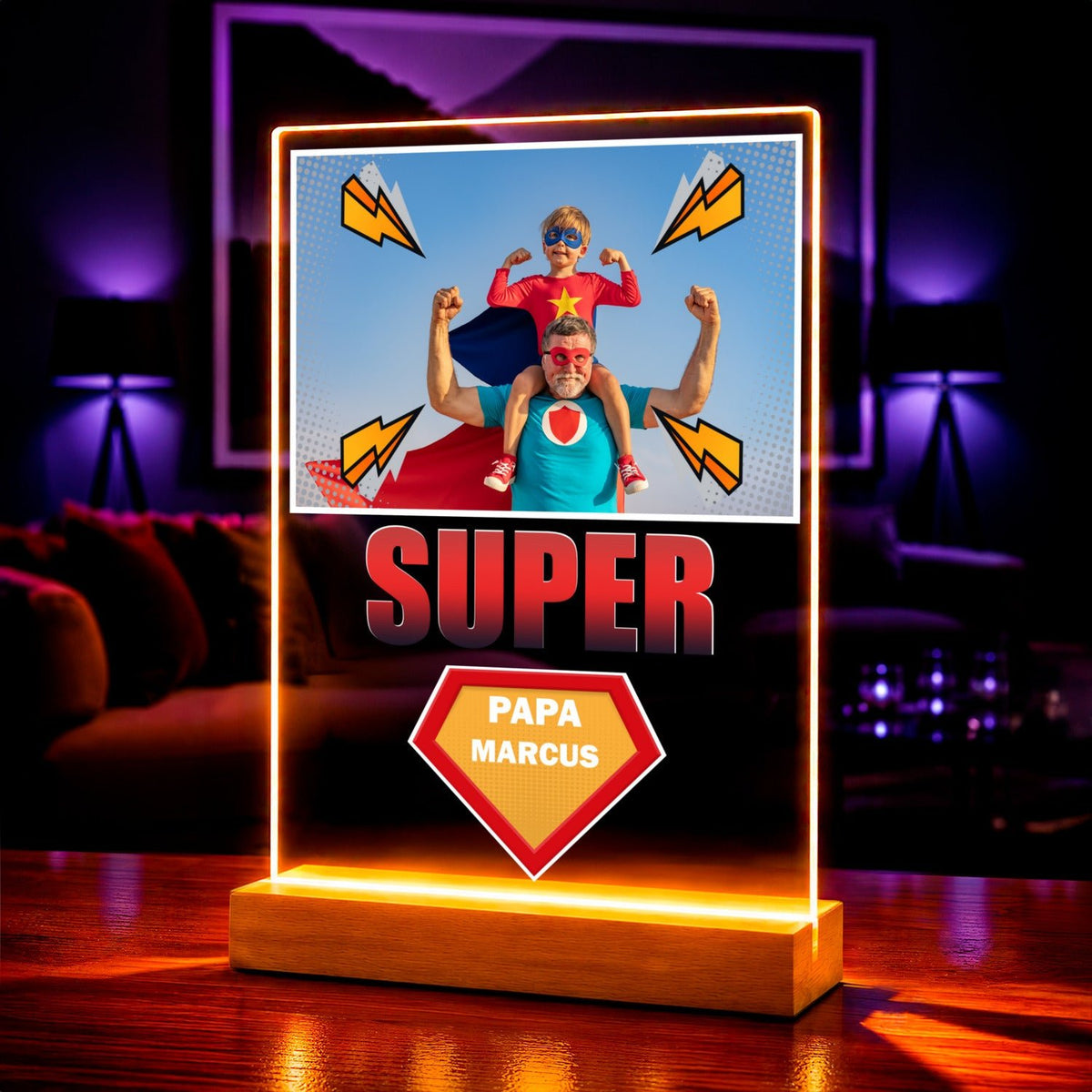 Superbohater tata - Druk na szkle, spersonalizowany prezent dla taty - Adamell.pl